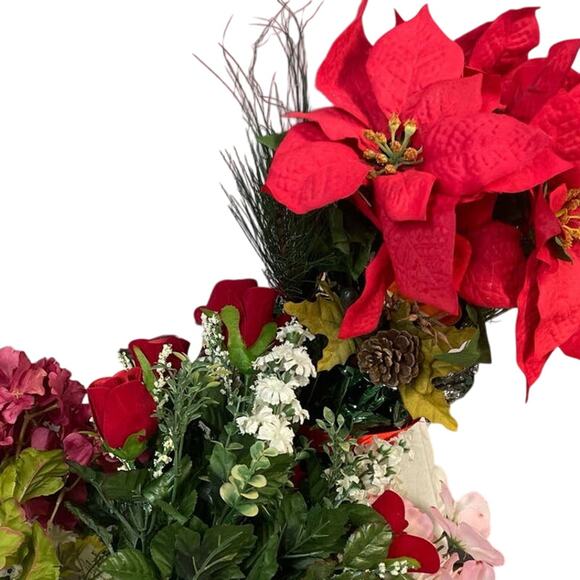 Lot of Christmas Poinsettia Spring Daffodil Roses Variety Fake Craft Flowers - Picture 4 of 5